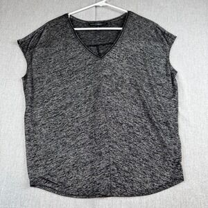 White House Black Market Women's V-neck Sleeveless Vintage wash Top Blk Small